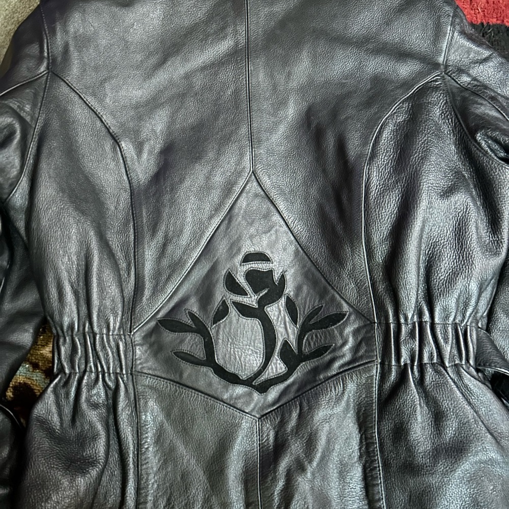 Leather Limited Motorcycle Jacket -Large with beautiful embroidery zip/buckle
